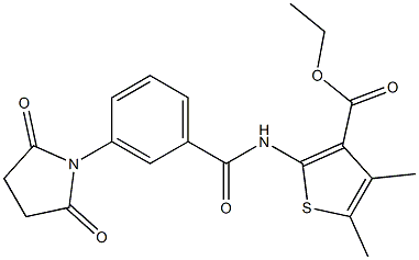 ethyl 2-{[3-(2,5-dioxo-1-pyrrolidinyl)benzoyl]amino}-4,5-dimethyl-3-thiophenecarboxylate Struktur