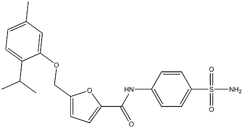 N-[4-(aminosulfonyl)phenyl]-5-[(2-isopropyl-5-methylphenoxy)methyl]-2-furamide Struktur