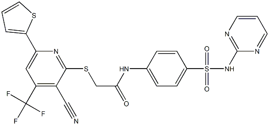 2-{[3-cyano-6-thien-2-yl-4-(trifluoromethyl)pyridin-2-yl]sulfanyl}-N-{4-[(pyrimidin-2-ylamino)sulfonyl]phenyl}acetamide