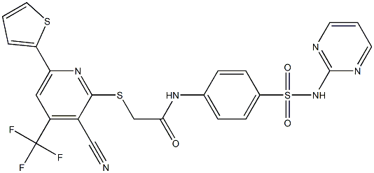 2-{[3-cyano-6-thien-2-yl-4-(trifluoromethyl)pyridin-2-yl]sulfanyl}-N-{4-[(pyrimidin-2-ylamino)sulfonyl]phenyl}acetamide|