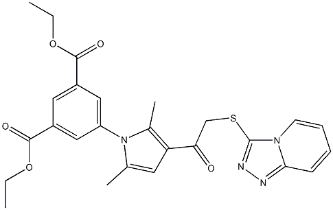 diethyl 5-{2,5-dimethyl-3-[([1,2,4]triazolo[4,3-a]pyridin-3-ylsulfanyl)acetyl]-1H-pyrrol-1-yl}isophthalate 结构式