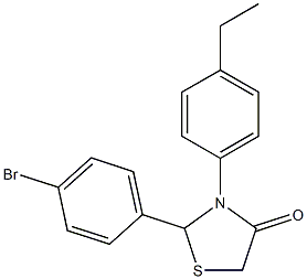 2-(4-bromophenyl)-3-(4-ethylphenyl)-1,3-thiazolidin-4-one,,结构式