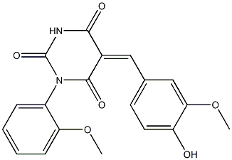 5-(4-hydroxy-3-methoxybenzylidene)-1-(2-methoxyphenyl)-2,4,6(1H,3H,5H)-pyrimidinetrione Structure