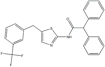 2,2-diphenyl-N-{5-[3-(trifluoromethyl)benzyl]-1,3-thiazol-2-yl}acetamide Structure