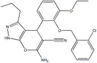 6-amino-4-{2-[(2-chlorobenzyl)oxy]-3-ethoxyphenyl}-3-propyl-1,4-dihydropyrano[2,3-c]pyrazole-5-carbonitrile