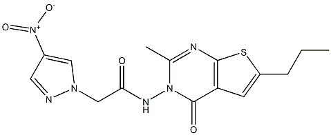 2-{4-nitro-1H-pyrazol-1-yl}-N-(2-methyl-4-oxo-6-propylthieno[2,3-d]pyrimidin-3(4H)-yl)acetamide Structure