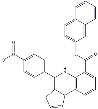 2-naphthyl 4-{4-nitrophenyl}-3a,4,5,9b-tetrahydro-3H-cyclopenta[c]quinoline-6-carboxylate Structure