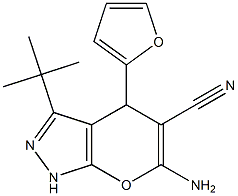 6-amino-3-tert-butyl-4-(2-furyl)-1,4-dihydropyrano[2,3-c]pyrazole-5-carbonitrile Structure