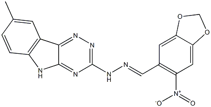 6-nitro-1,3-benzodioxole-5-carbaldehyde (8-methyl-5H-[1,2,4]triazino[5,6-b]indol-3-yl)hydrazone Struktur