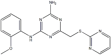 N-{4-amino-6-[(2-pyrimidinylthio)methyl]-1,3,5-triazin-2-yl}-N-(2-methoxyphenyl)amine,,结构式