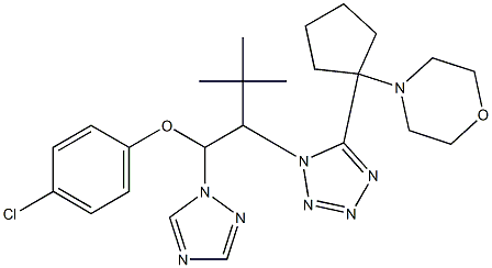 4-chlorophenyl 3,3-dimethyl-2-{5-[1-(4-morpholinyl)cyclopentyl]-1H-tetraazol-1-yl}-1-(1H-1,2,4-triazol-1-yl)butyl ether,,结构式