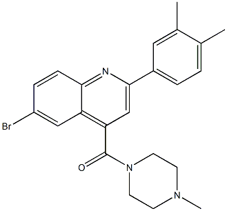 6-bromo-2-(3,4-dimethylphenyl)-4-[(4-methyl-1-piperazinyl)carbonyl]quinoline,,结构式