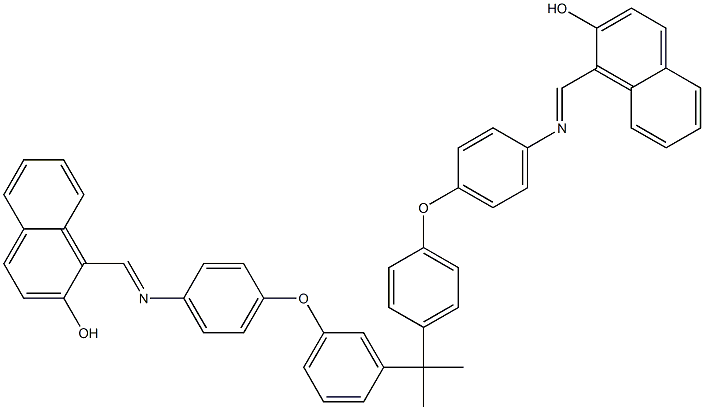 1-({[4-(3-{1-[4-(4-{[(2-hydroxy-1-naphthyl)methylene]amino}phenoxy)phenyl]-1-methylethyl}phenoxy)phenyl]imino}methyl)-2-naphthol Struktur