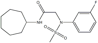 N-cycloheptyl-2-[3-fluoro(methylsulfonyl)anilino]acetamide 化学構造式