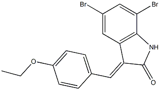 5,7-dibromo-3-(4-ethoxybenzylidene)-1,3-dihydro-2H-indol-2-one,,结构式