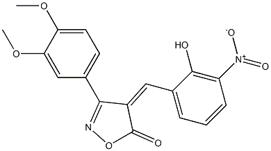 3-(3,4-dimethoxyphenyl)-4-{2-hydroxy-3-nitrobenzylidene}-5(4H)-isoxazolone,,结构式