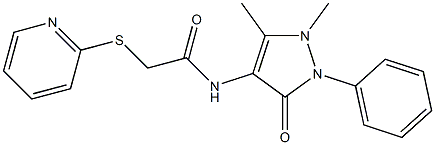 N-(1,5-dimethyl-3-oxo-2-phenyl-2,3-dihydro-1H-pyrazol-4-yl)-2-(2-pyridinylsulfanyl)acetamide 化学構造式