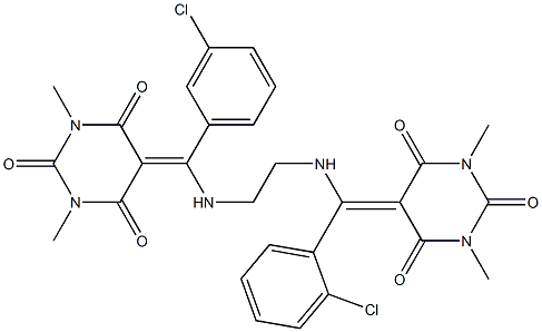 5-{(2-chlorophenyl)[(2-{[(3-chlorophenyl)(1,3-dimethyl-2,4,6-trioxotetrahydro-5(2H)-pyrimidinylidene)methyl]amino}ethyl)amino]methylene}-1,3-dimethyl-2,4,6(1H,3H,5H)-pyrimidinetrione Structure