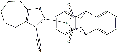 2-(16,18-dioxo-17-azapentacyclo[6.6.5.0~2,7~.0~9,14~.0~15,19~]nonadeca-2,4,6,9,11,13-hexaen-17-yl)-5,6,7,8-tetrahydro-4H-cyclohepta[b]thiophene-3-carbonitrile Structure