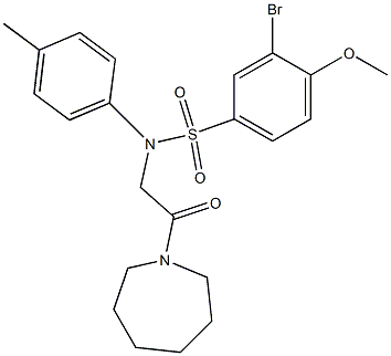 N-(2-azepan-1-yl-2-oxoethyl)-3-bromo-4-methoxy-N-(4-methylphenyl)benzenesulfonamide 化学構造式