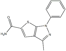 3-methyl-1-phenyl-1H-thieno[2,3-c]pyrazole-5-carboxamide 化学構造式