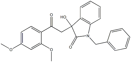 1-benzyl-3-[2-(2,4-dimethoxyphenyl)-2-oxoethyl]-3-hydroxy-1,3-dihydro-2H-indol-2-one,,结构式