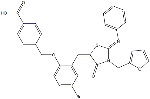 4-[(4-bromo-2-{[3-(2-furylmethyl)-4-oxo-2-(phenylimino)-1,3-thiazolidin-5-ylidene]methyl}phenoxy)methyl]benzoic acid