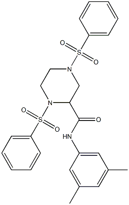 N-(3,5-dimethylphenyl)-1,4-bis(phenylsulfonyl)-2-piperazinecarboxamide Structure