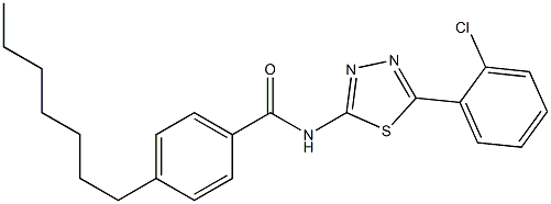 N-[5-(2-chlorophenyl)-1,3,4-thiadiazol-2-yl]-4-heptylbenzamide 结构式