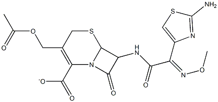 3-[(acetyloxy)methyl]-7-{[(2-amino-1,3-thiazol-4-yl)(methoxyimino)acetyl]amino}-8-oxo-5-thia-1-azabicyclo[4.2.0]oct-2-ene-2-carboxylate 化学構造式