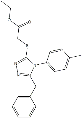 ethyl {[5-benzyl-4-(4-methylphenyl)-4H-1,2,4-triazol-3-yl]sulfanyl}acetate 化学構造式