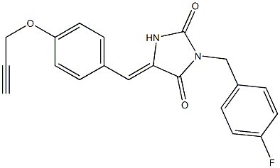 3-(4-fluorobenzyl)-5-[4-(prop-2-ynyloxy)benzylidene]imidazolidine-2,4-dione 化学構造式