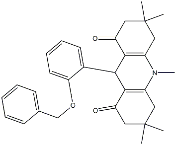 9-[2-(benzyloxy)phenyl]-3,3,6,6,10-pentamethyl-3,4,6,7,9,10-hexahydro-1,8(2H,5H)-acridinedione 结构式