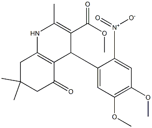 methyl 4-{2-nitro-4,5-dimethoxyphenyl}-2,7,7-trimethyl-5-oxo-1,4,5,6,7,8-hexahydro-3-quinolinecarboxylate Struktur