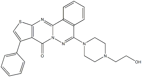 5-[4-(2-hydroxyethyl)-1-piperazinyl]-9-phenyl-8H-thieno[2',3':4,5]pyrimido[2,1-a]phthalazin-8-one Struktur