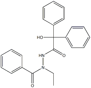 N'-benzoyl-N'-ethyl-2-hydroxy-2,2-diphenylacetohydrazide Struktur