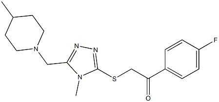1-(4-fluorophenyl)-2-({4-methyl-5-[(4-methyl-1-piperidinyl)methyl]-4H-1,2,4-triazol-3-yl}sulfanyl)ethanone 结构式