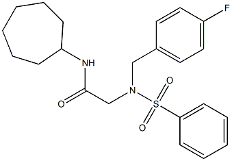 N-cycloheptyl-2-[(4-fluorobenzyl)(phenylsulfonyl)amino]acetamide Structure