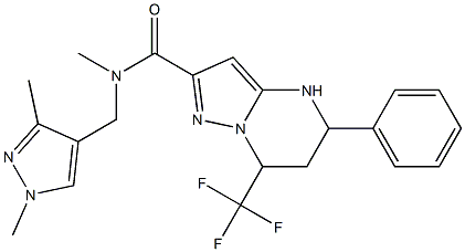 N-[(1,3-dimethyl-1H-pyrazol-4-yl)methyl]-N-methyl-5-phenyl-7-(trifluoromethyl)-4,5,6,7-tetrahydropyrazolo[1,5-a]pyrimidine-2-carboxamide,,结构式