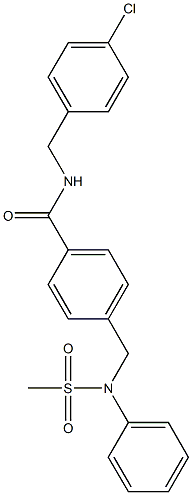 N-(4-chlorobenzyl)-4-{[(methylsulfonyl)anilino]methyl}benzamide 结构式