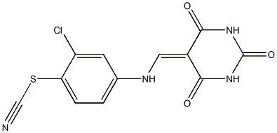 2-chloro-4-({[2,4,6-trioxotetrahydro-5(2H)-pyrimidinylidene]methyl}amino)benzenesulfenyl cyanide 结构式