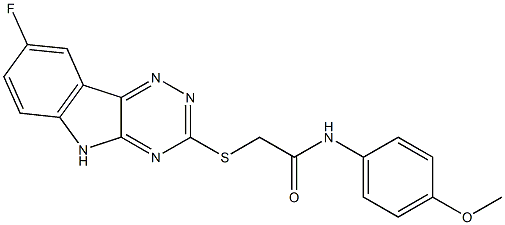 2-[(8-fluoro-5H-[1,2,4]triazino[5,6-b]indol-3-yl)sulfanyl]-N-[4-(methyloxy)phenyl]acetamide Struktur