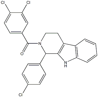 1-(4-chlorophenyl)-2-(3,4-dichlorobenzoyl)-2,3,4,9-tetrahydro-1H-beta-carboline,,结构式