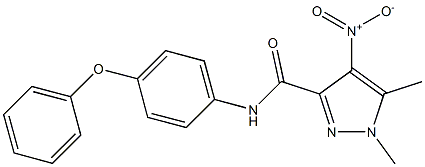 4-nitro-1,5-dimethyl-N-(4-phenoxyphenyl)-1H-pyrazole-3-carboxamide,,结构式