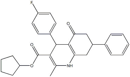 cyclopentyl 4-(4-fluorophenyl)-2-methyl-5-oxo-7-phenyl-1,4,5,6,7,8-hexahydro-3-quinolinecarboxylate,,结构式