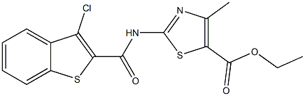 ethyl 2-{[(3-chloro-1-benzothien-2-yl)carbonyl]amino}-4-methyl-1,3-thiazole-5-carboxylate 结构式