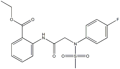 ethyl 2-({[4-fluoro(methylsulfonyl)anilino]acetyl}amino)benzoate Struktur
