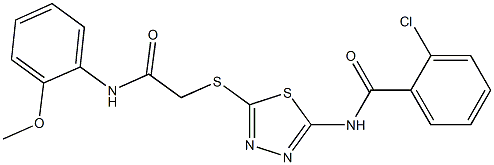 2-chloro-N-(5-{[2-(2-methoxyanilino)-2-oxoethyl]sulfanyl}-1,3,4-thiadiazol-2-yl)benzamide Structure