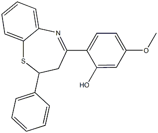 5-methoxy-2-(2-phenyl-2,3-dihydro-1,5-benzothiazepin-4-yl)phenol 结构式