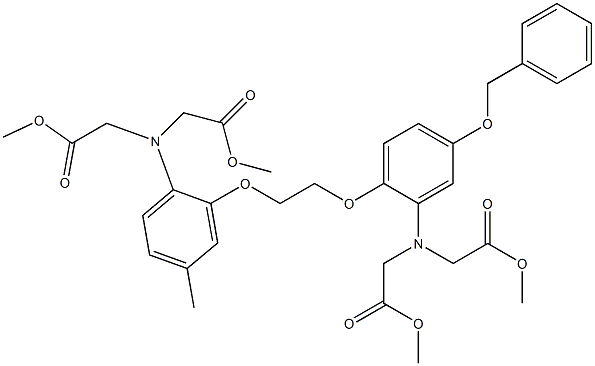 methyl [5-(benzyloxy)-2-(2-{2-[bis(2-methoxy-2-oxoethyl)amino]-5-methylphenoxy}ethoxy)(2-methoxy-2-oxoethyl)anilino]acetate 化学構造式